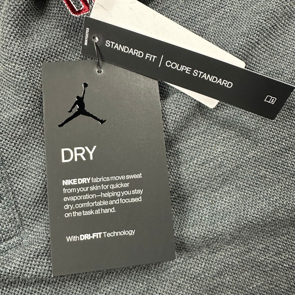 Oklahoma Sooners Air Jordan Polo Shirt Mens XL Gray Red Jumpman Dri Fit NEW - Picture 4 of 6